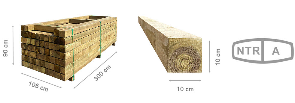 trykimprægneret stolper 100 x 100